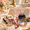 Glitter Cosmetic Pocket Mirror - Round with Twisted Handle and Scarf (each)