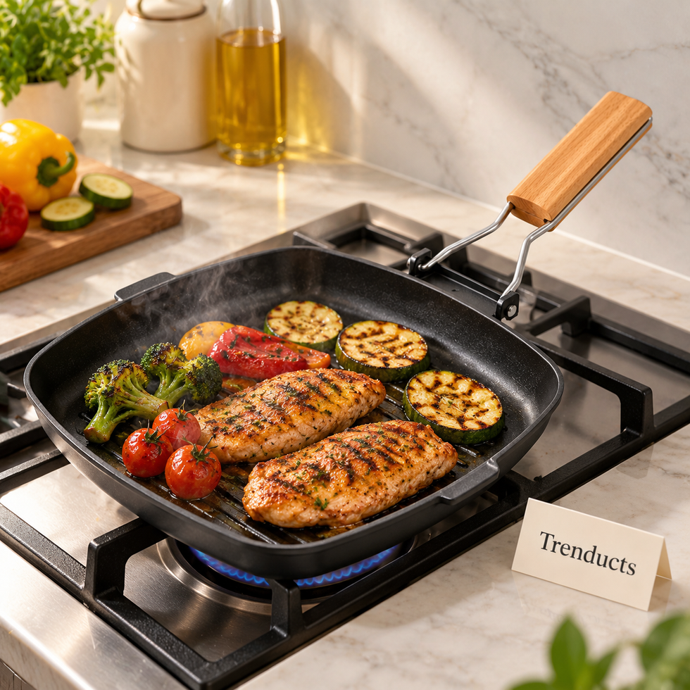 Non Stick Grill Pan 24cm - Square with Wooden Handle