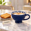 Danny Home Porcelain Mug - 400 ml Navy Blue Floral