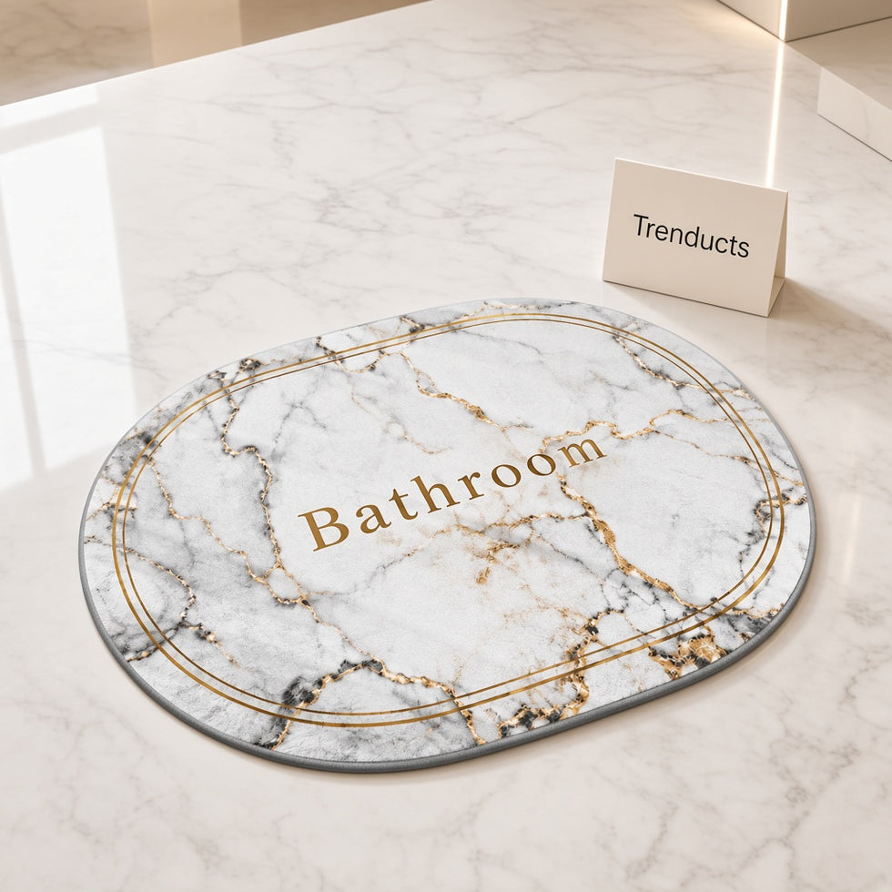 Absorbent Anti Slip Bath Mat 22 x 15 Inch - Marble Print