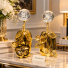 Imported Crystal Globe Showpiece - Gold Flower Stand (each)
