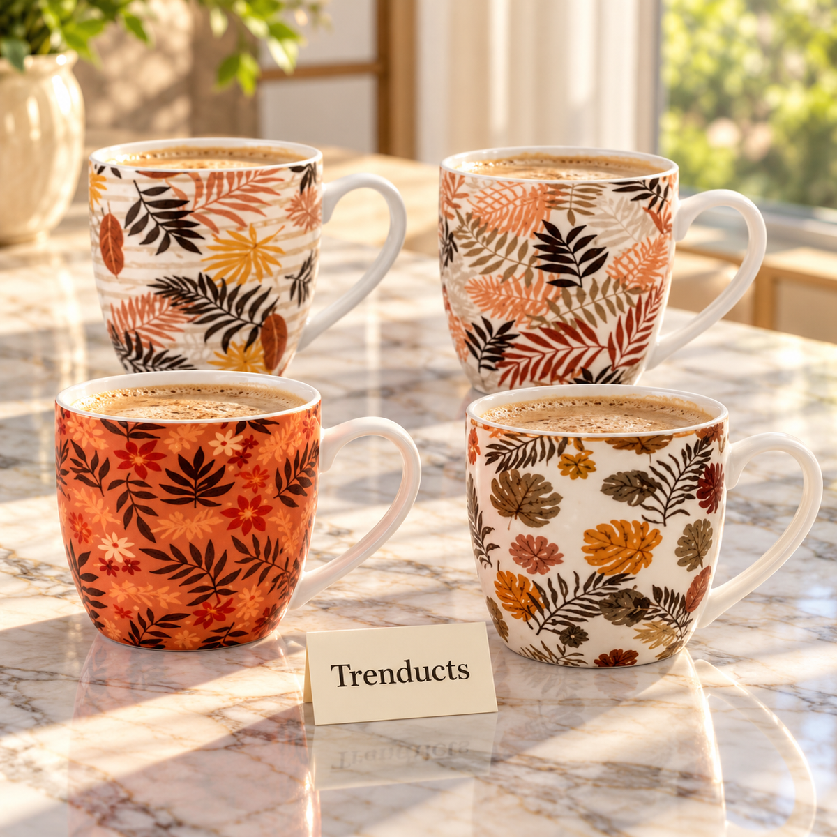 Ceramic Mug 350 ml - Autumn Leaf Print (Random Design)