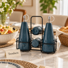 Danny Home Ceramic Castor Set 5 Pcs - Teal Blue