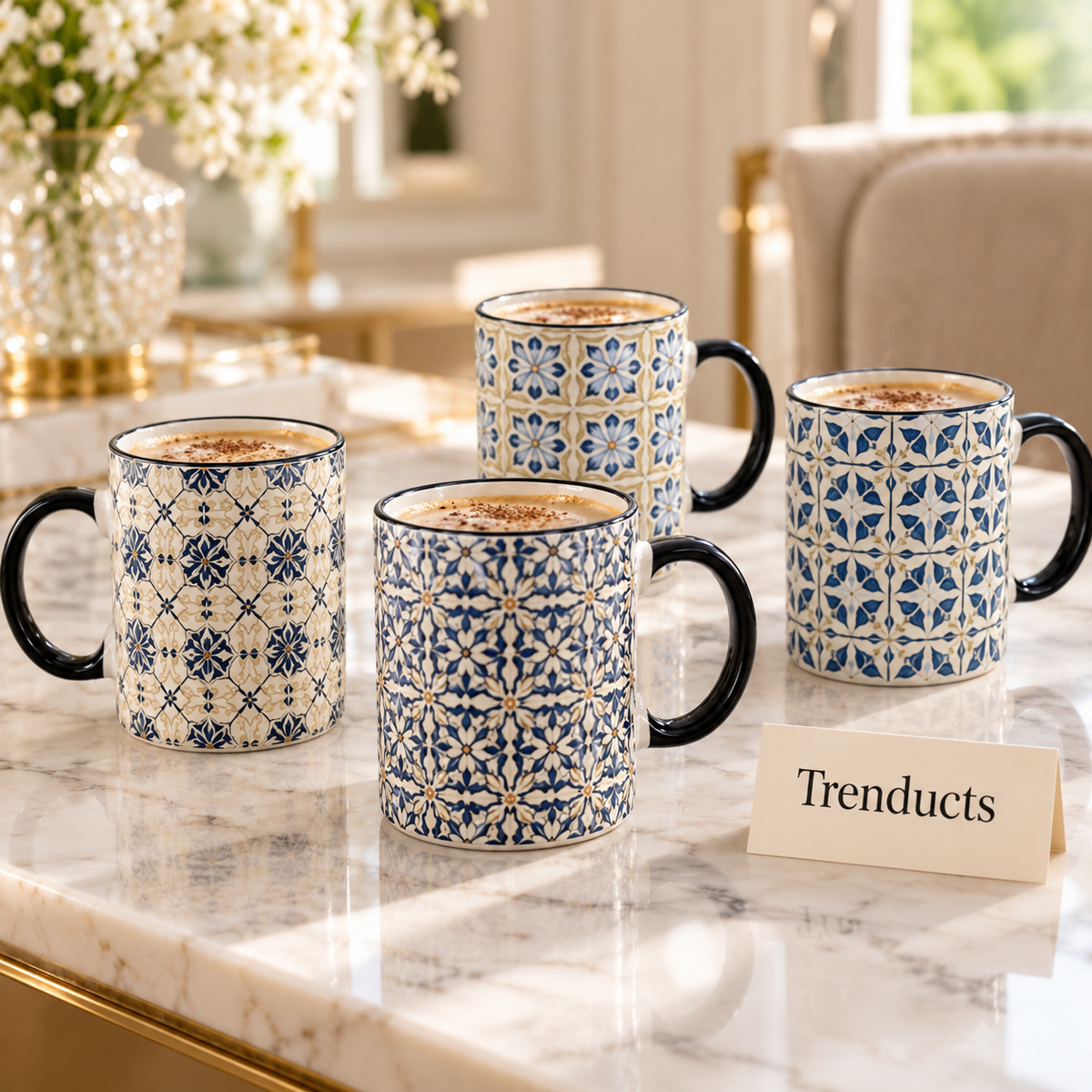 Ceramic Mug - Blue Mosaic Tile Print (Random Design)