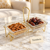 Danny Home 2 Section Glass Snack Bowl - Handle Stand