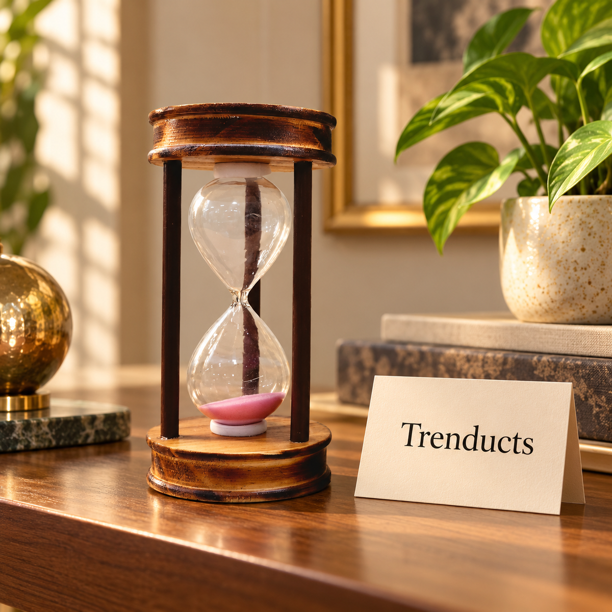 3 Minute Hourglass Sand Timer with Rustic Wood Finish Frame