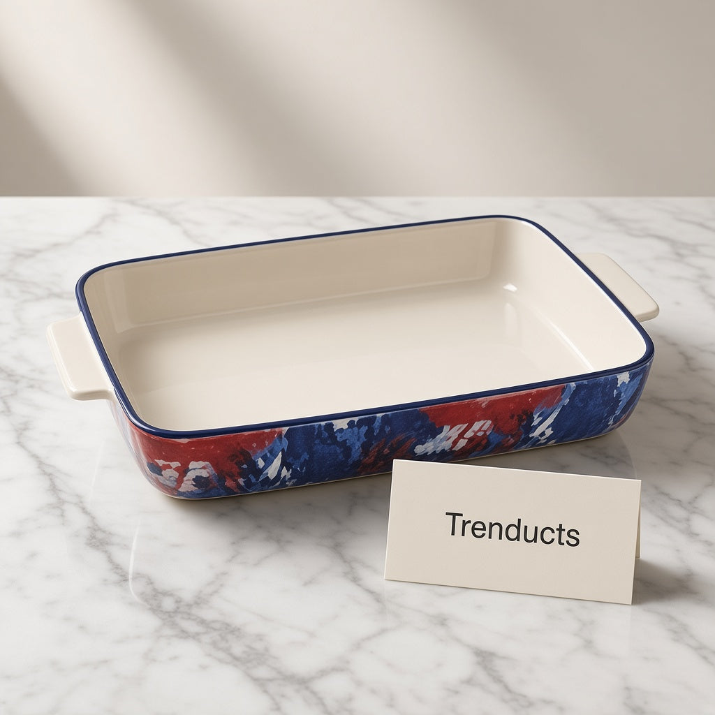 Danny Home Ceramic Baking Dish - Rectangular Blue Floral