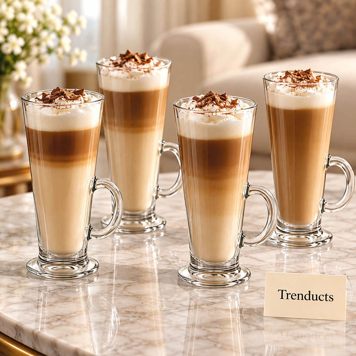 Danny Home Latte Glass Mug Set - 4 Pcs 290ml