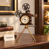 Vintage Camera Clock - Metal Film Camera on Gold Tripod
