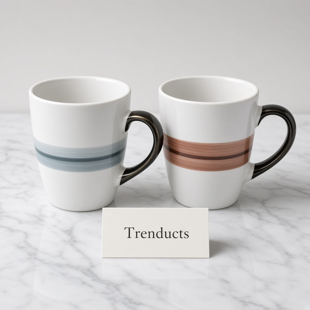 Danny Home Ceramic Tea Mug 230ml - Painted Stripe (each)