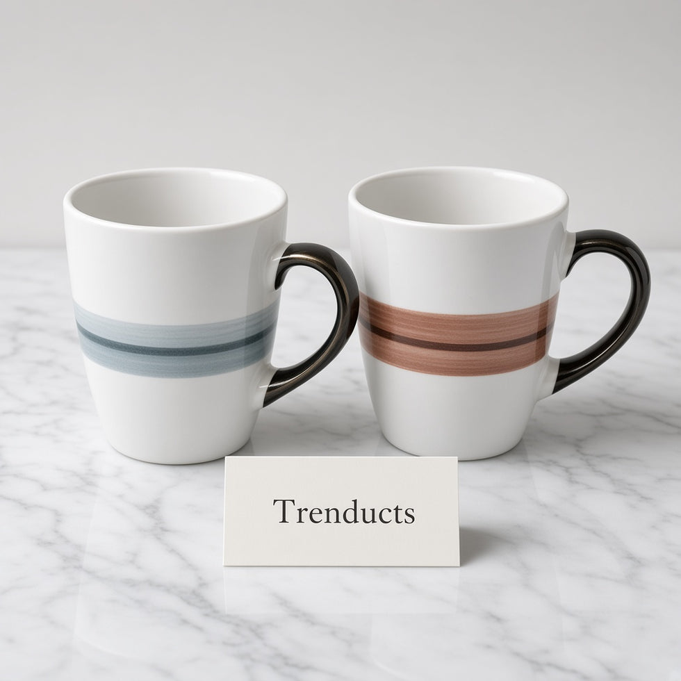 Danny Home Ceramic Tea Mug 230ml - Painted Stripe (each)
