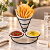 Brilliant Fries Holder - Black Cone with Dip Bowls
