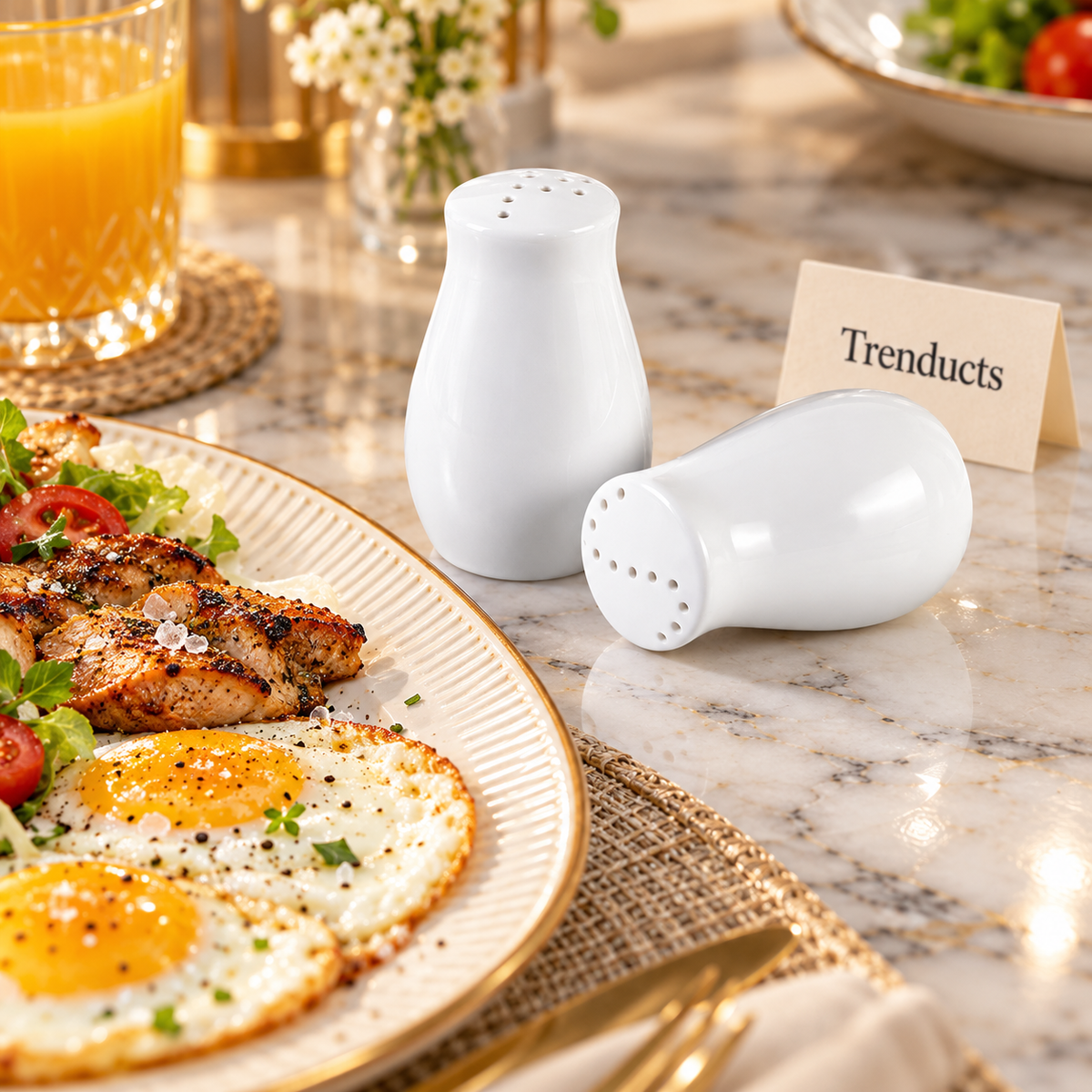 Brilliant Salt and Pepper Set - 2 Piece White Shakers
