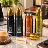 Bullet Stainless Steel Bottle - Gold Cap Rocket Print Flask (Random)