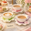 Ceramic Flower Cup and Saucer Set - Pastel Petal Design (each)