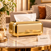 Premium Glossy Gold Tissue Box with Rounded Corners