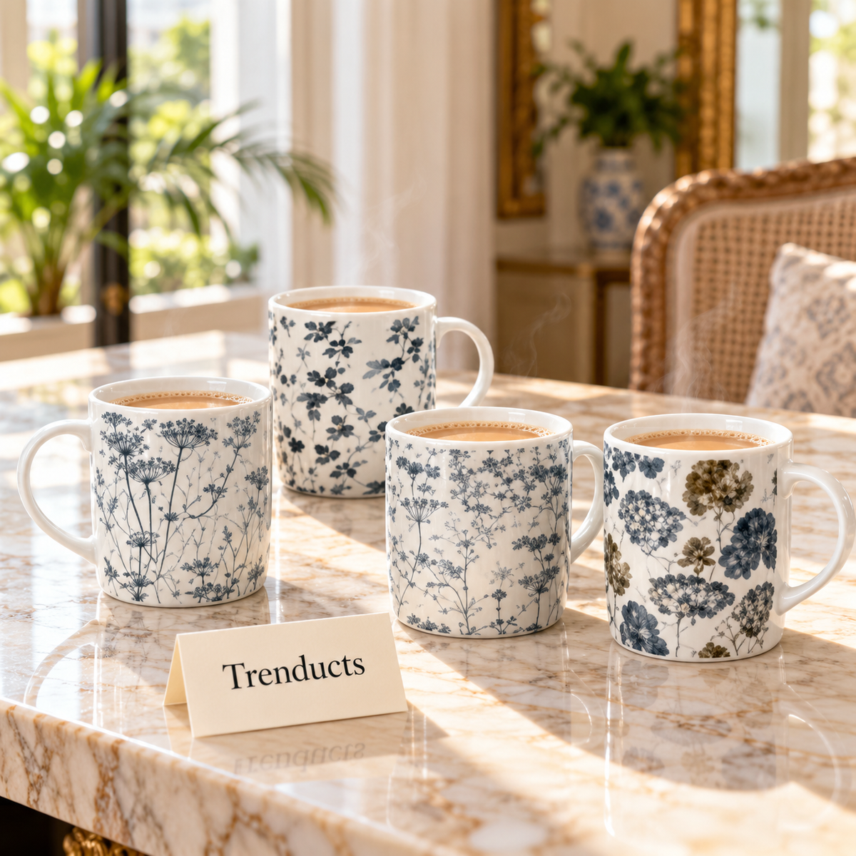 Blue Botanical Mug - Wildflower Print (Random Design)