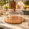 Round Cake Dome with Wooden Base and Clear Cover