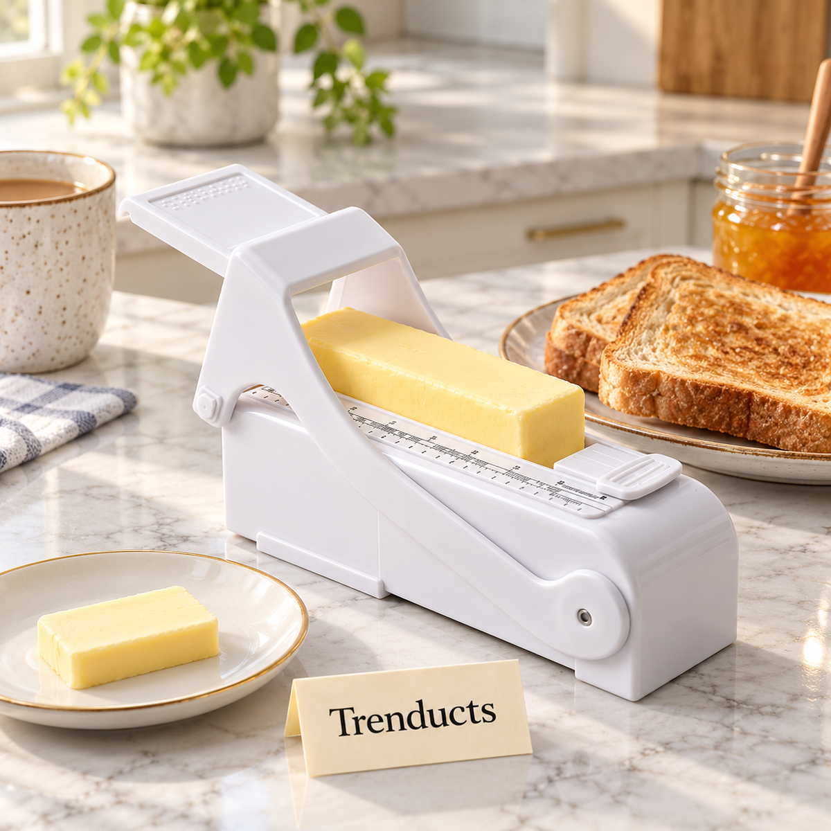 Adjustable Butter Slicer - White Butter Cutter & Dispenser