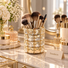 Crystal Makeup Brush Holder - Gold Metal Frame