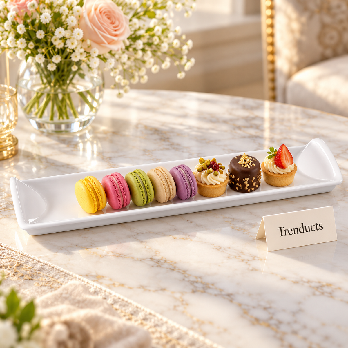 Brilliant Long Rectangular Platter - 17.25 Inch White