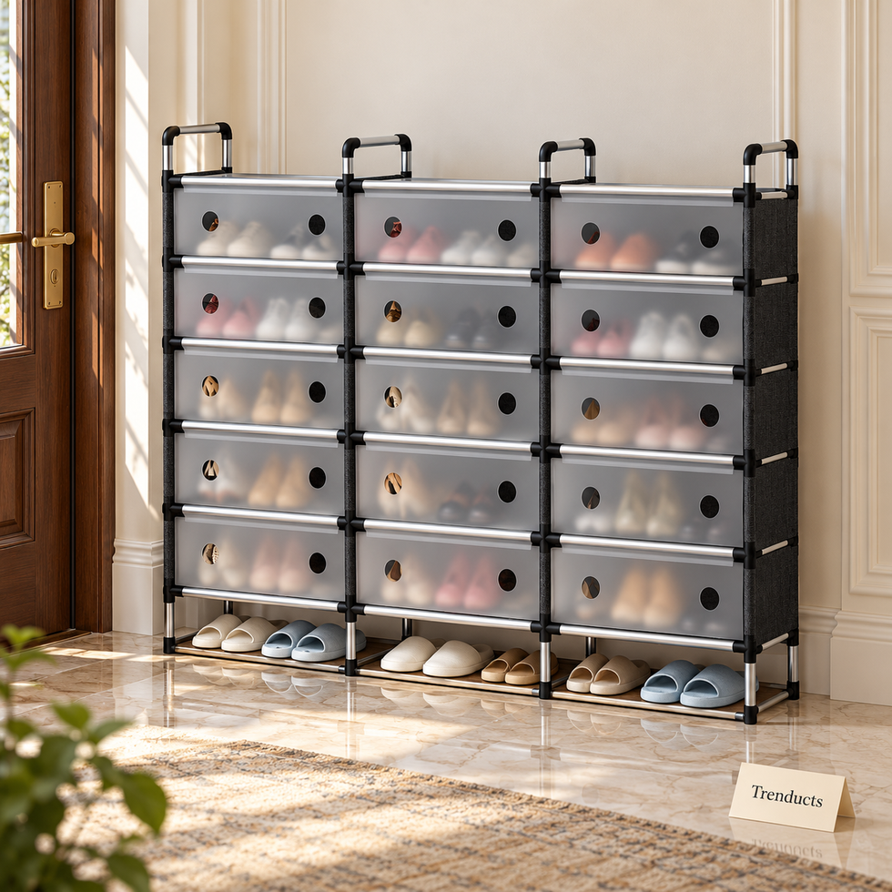 Premium Dust proof Shoe Rack - 3 Column Clear Door Cabinet