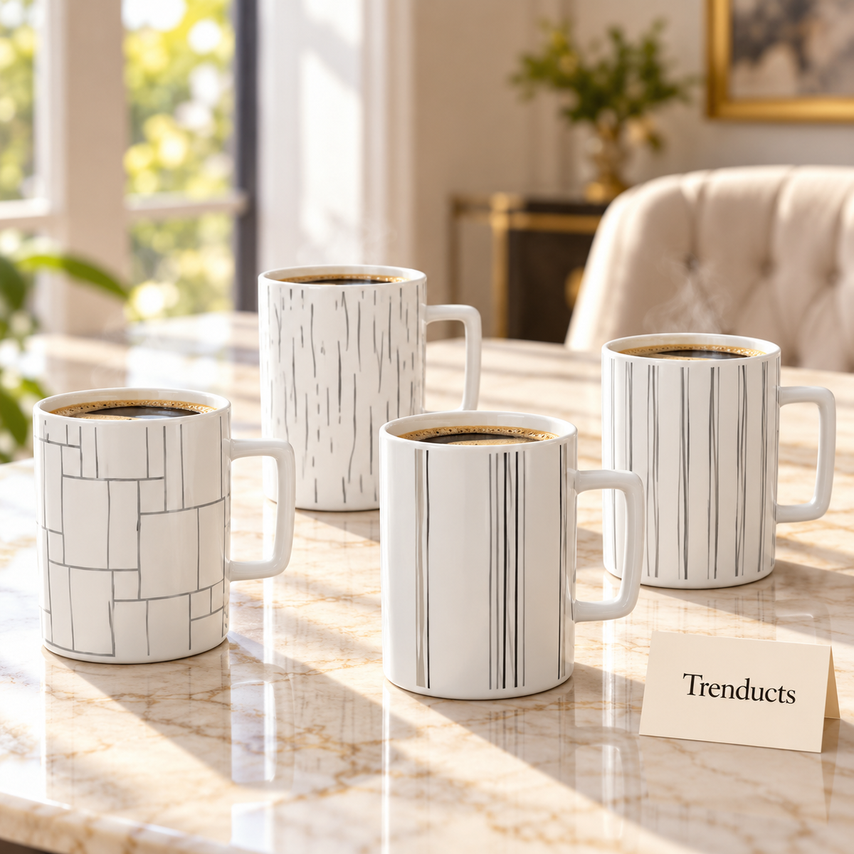 Line Pattern Mug 440 ml - Square Handle (Random Design)