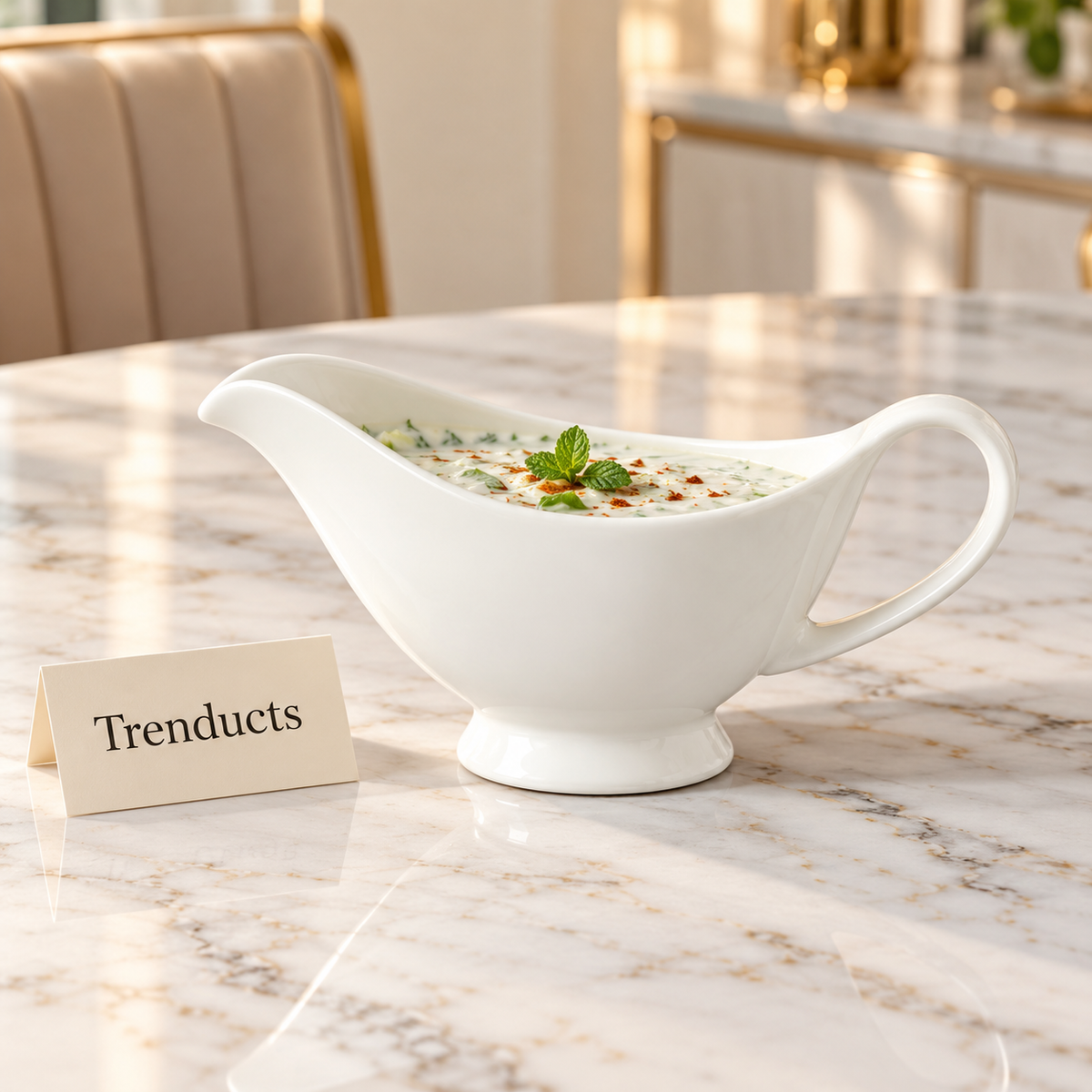 Danny Home Raita Pot - White Porcelain Gravy Boat