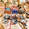 Iridescent Striped Cosmetic Pocket Mirror - Round with Chain and Scarf (each)