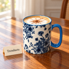 Danny Home Blue Rose Mug 450ml - Porcelain Coffee Mug