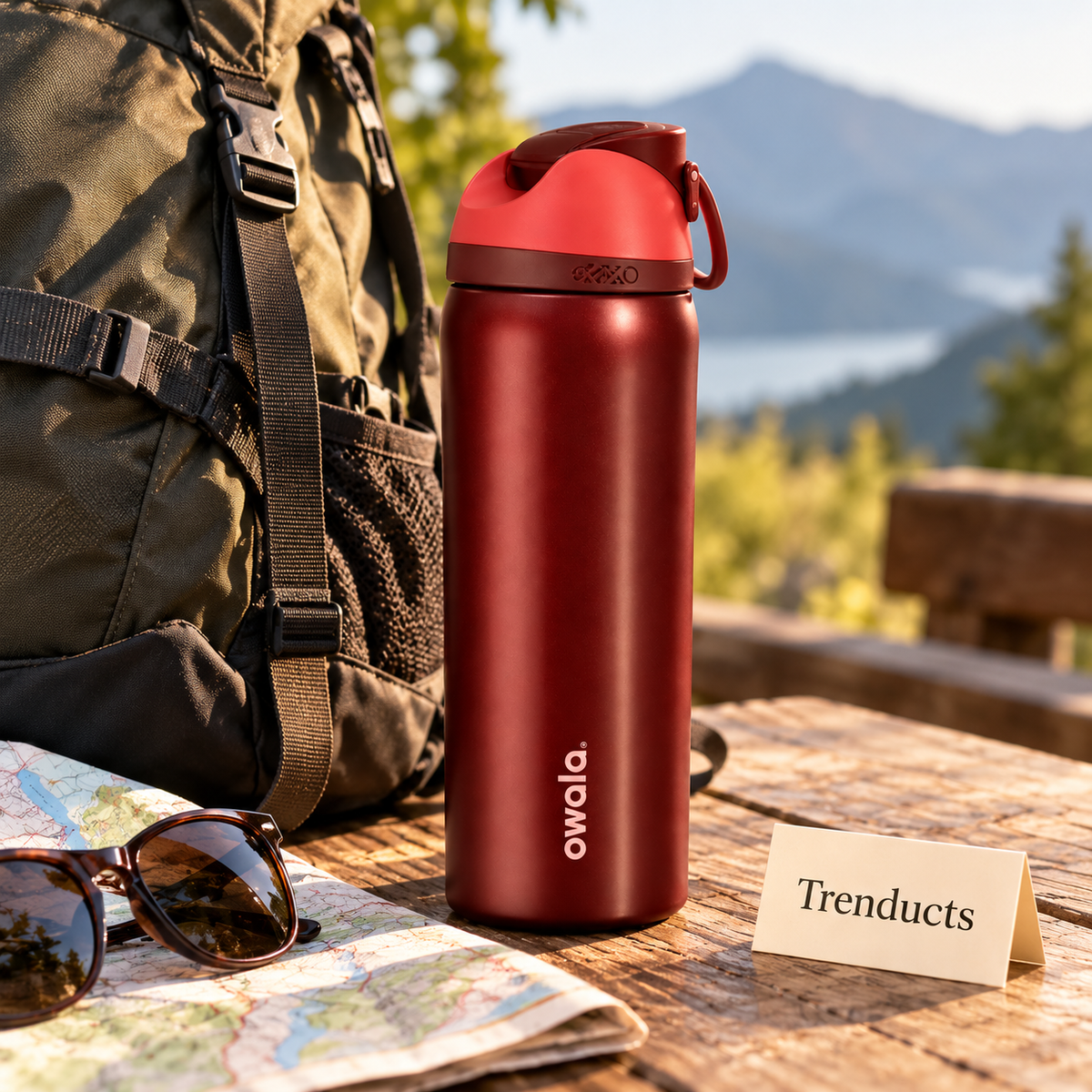 Owala Slim Steel Water Bottle with Carabiner - Red
