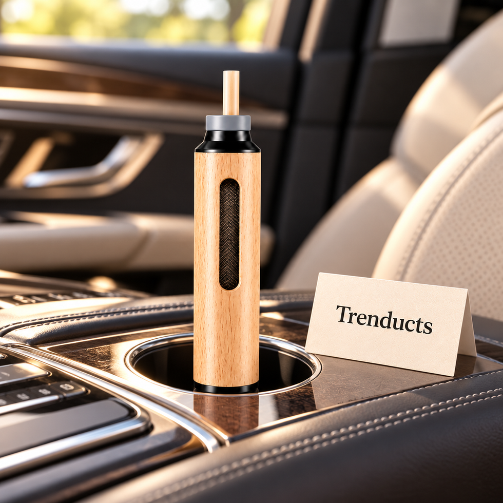 Portable Car Ashtray Tube - Mini Wood-Look Cigarette Holder