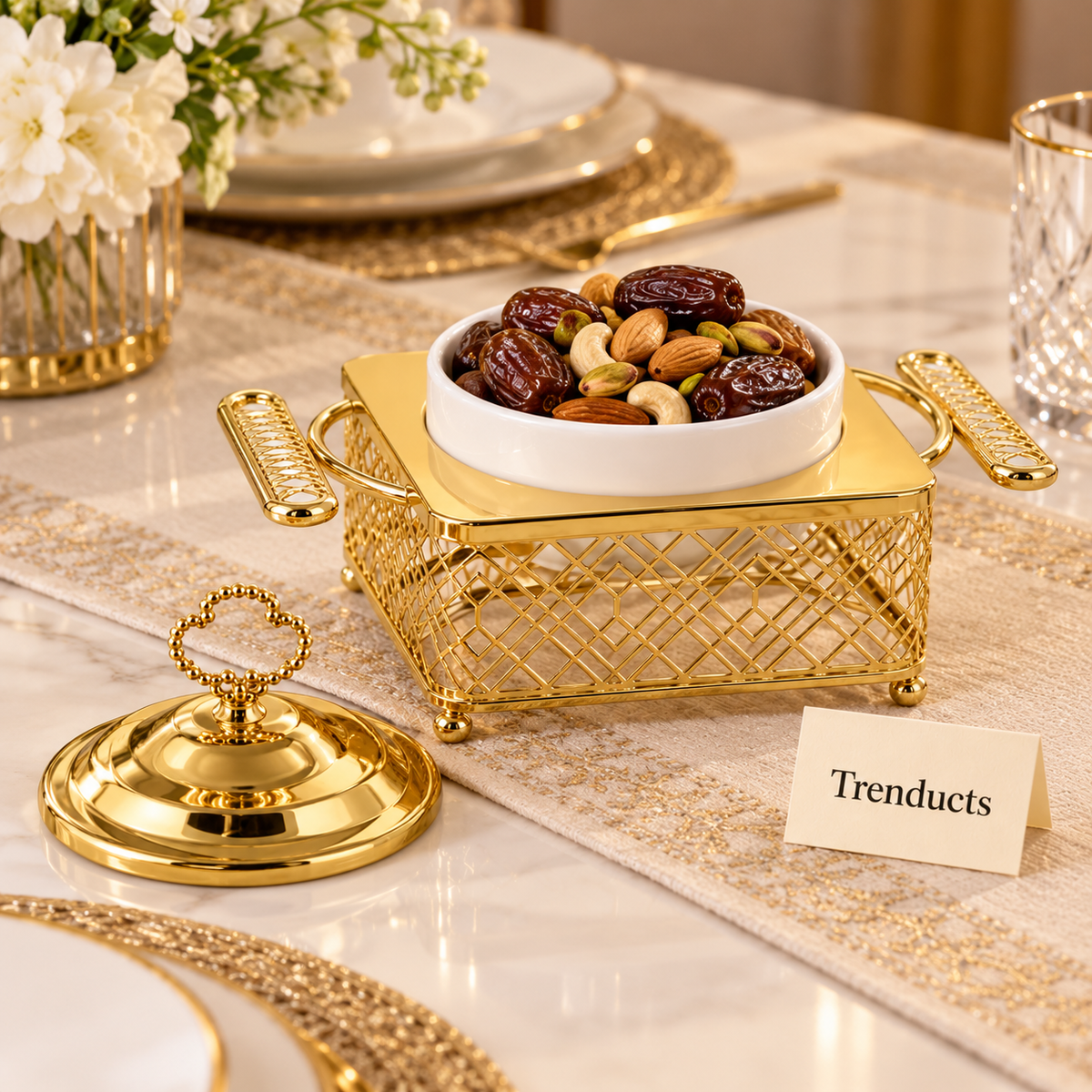 Brilliant 5″ Bowl with Lid and Gold Stand