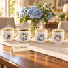 Blue Floral Mug with Gold Rim - Bouquet Print (Random)