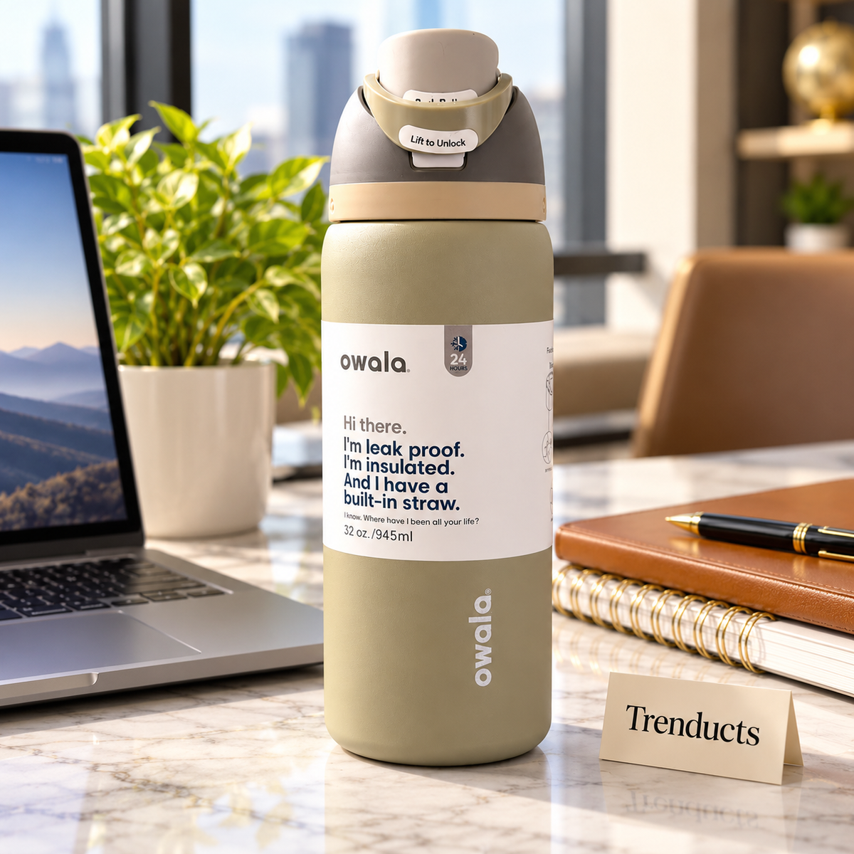 Owala FreeSip 32oz Water Bottle - Taupe & White