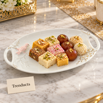 Bird Plate serving mithai on an elegant table | Trenducts