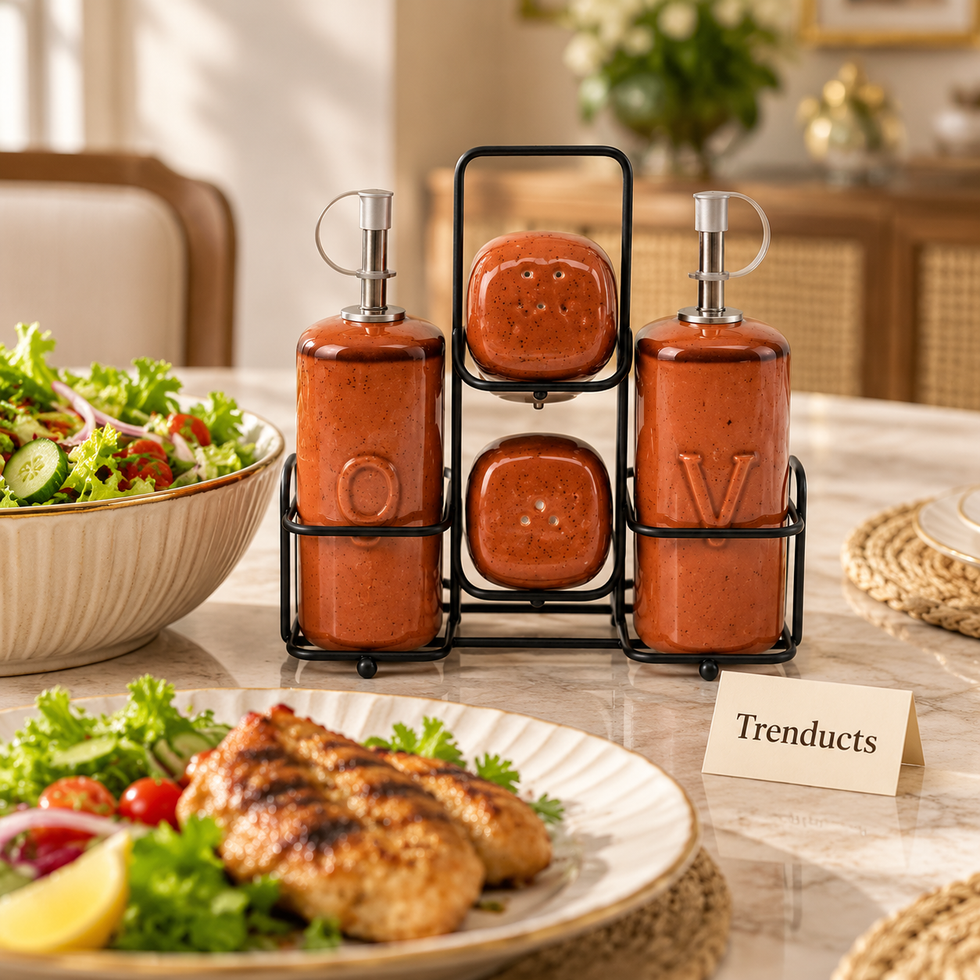Danny Home Ceramic Castor Set 5 Pcs - Terracotta
