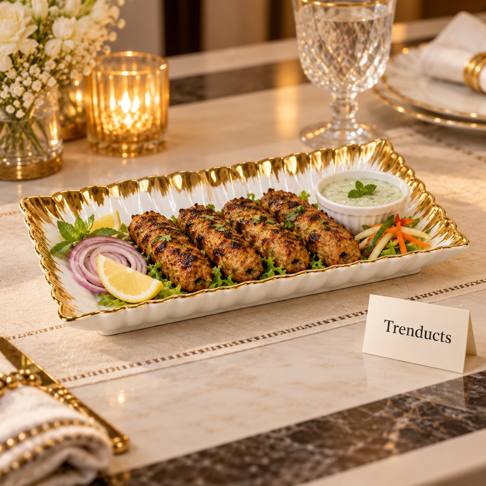 Brilliant Rectangular Plate - Gold Edge