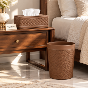 Warm Brown box dustbin in a bright bedroom - Trenducts