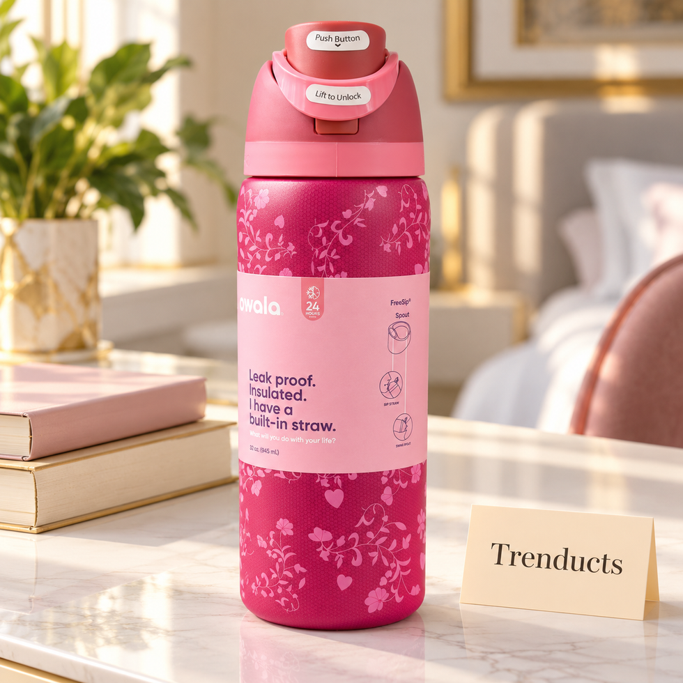 Owala Water Bottle 32 oz - Raspberry Floral Print
