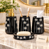 Brilliant Black Bath Set 4 Piece - White Sunflower with Gold Pump