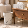 Luxury Marble Print Tissue Box & Dustbin - White and Grey