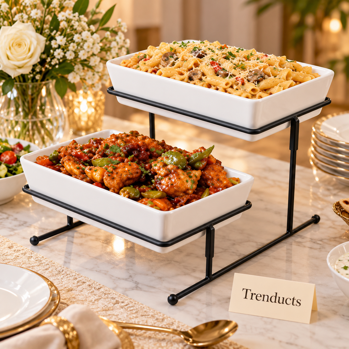 Brilliant 2 Tier Deep Serving Dish with Stand