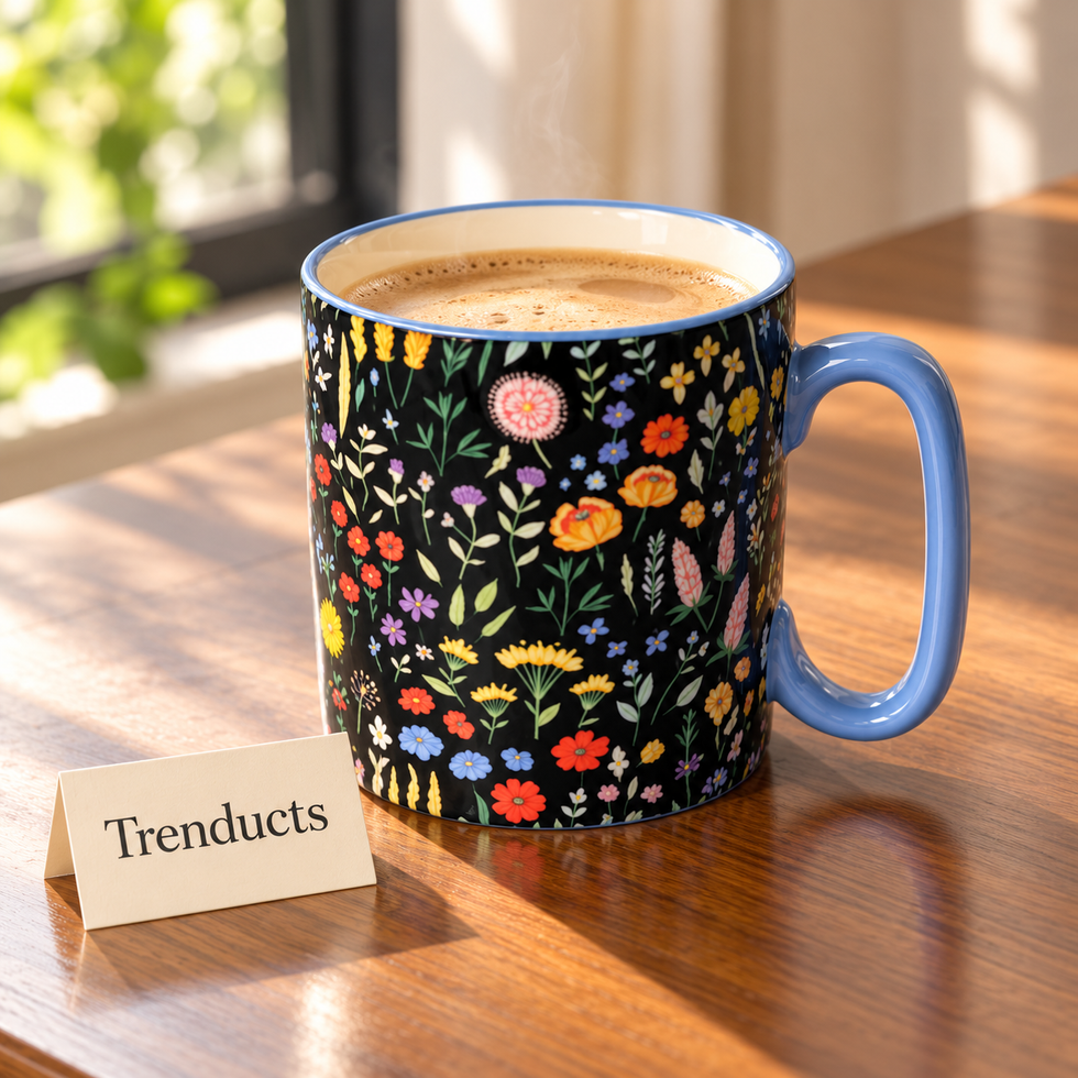 Danny Home Wildflower Mug 450ml - Black Porcelain