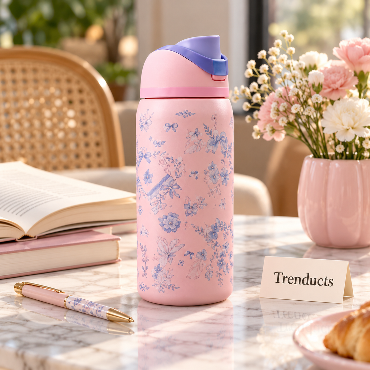 Owala Insulated Steel Water Bottle - Pink Floral Print