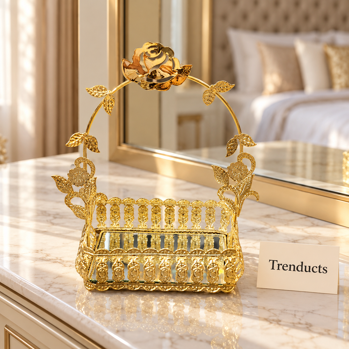 Gold Filigree Decorative Basket - Rose Arch