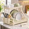 Premium Dish Drying Rack - Cream Two Tier Multi Compartment
