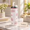 Premium Floral Water Bottle - White Cherry Blossom with Handle