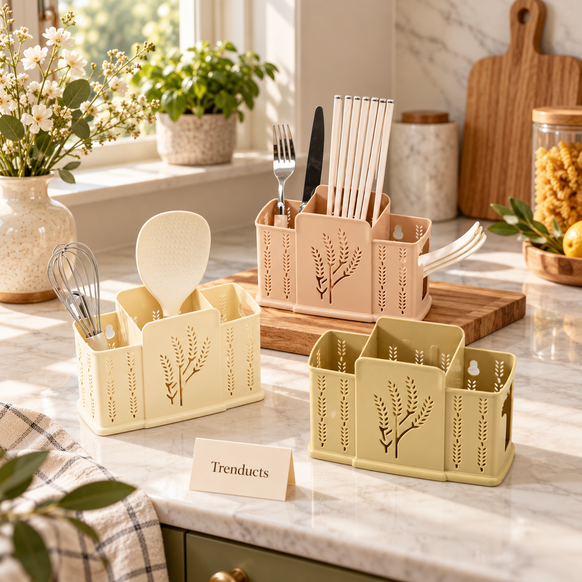 Wheat Design Cutlery Holder Stand for Spoons and Utensils