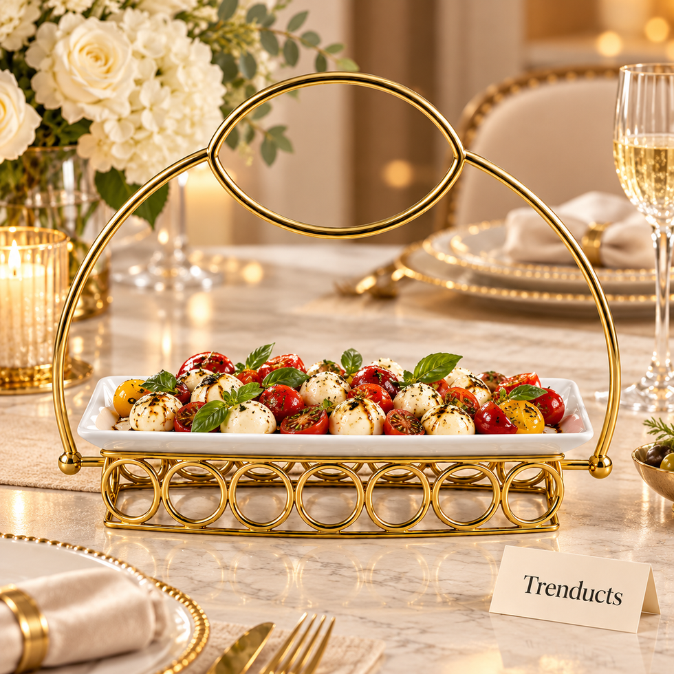 Brilliant 11 inch Plate - Gold Arched Handle Stand